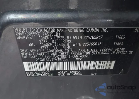 2015 Toyota Rav4 Xle z USA, uszkodzony, nr VIN 2T3WFREV9FW187258